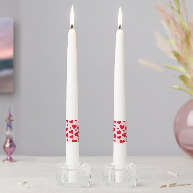 Cute Pink Red Hearts Valentine's Day Taper Candle (In Situ)