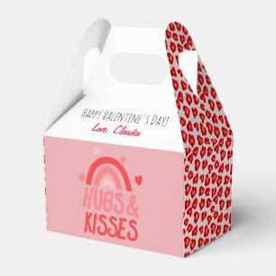 Cute Pink & Red Leopard Hearts Rainbow Valentine Favor Boxes