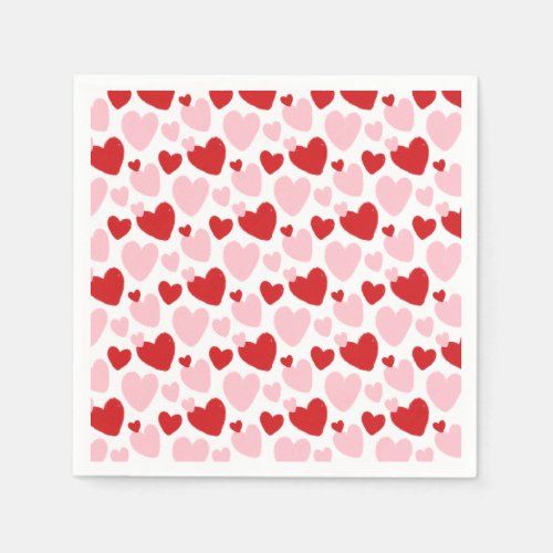 Cute Pink Red Speckled Heart Pattern Napkins