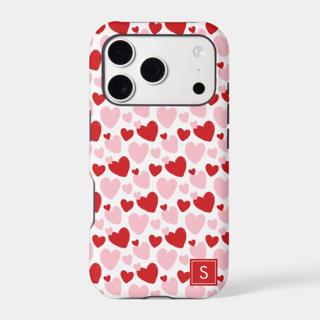 Cute Pink Red Speckled Heart Pattern Personalized Case-Mate iPhone Case (Back)