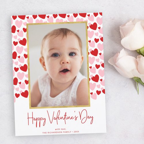 Cute Pink Red Speckled Heart Valentines Day Photo Postcard