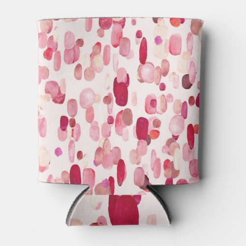 Cute Pink Red Spots Seamless Can Cooler