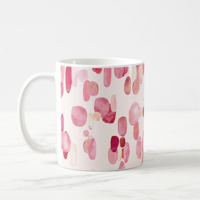 Cute Pink Red Spots Seamless Coffee Mug (Left)