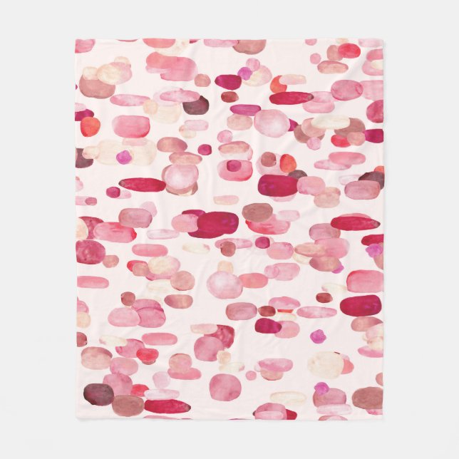 Cute Pink Red Spots Seamless Fleece Blanket (Front)