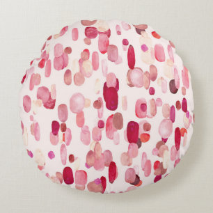 Cute Pink Red Spots Seamless Round Pillow