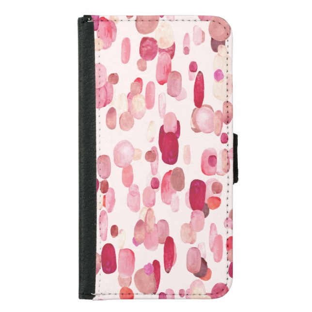 Cute Pink Red Spots Seamless Samsung Galaxy Wallet Case (Front)