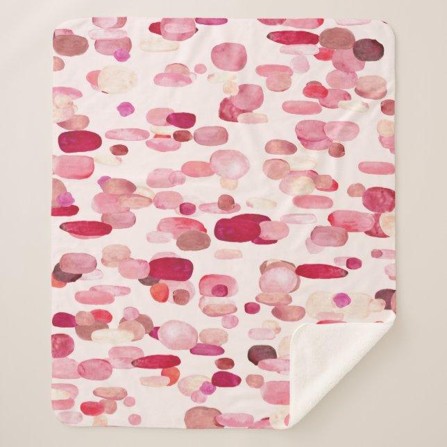 Cute Pink Red Spots Seamless Sherpa Blanket (Front)