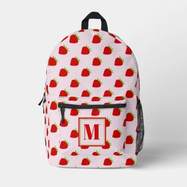 Cute Pink & Red Strawberries Monogrammed Kids