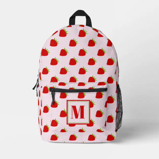 Cute Pink & Red Strawberries Monogrammed Kids Printed  display picture 1
