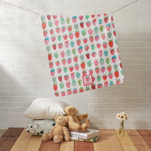 Cute pink  red strawberry baby pattern baby blank baby blanket