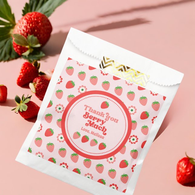 Cute Pink Red Thank You Berry Much Favor Bags (Creator Uploaded)