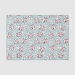 Cute Pink Reindeer Snowflake Kids Holiday   Tissue Paper