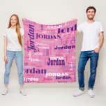 Cute Pink Repeating Name Pattern Modern Fleece Blanket