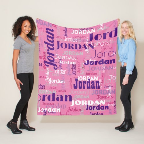 Cute Pink Repeating Name Pattern Modern Fleece Blanket