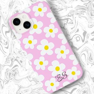 Cute pink retro daisies on girly floral Case-Mate iPhone 14 case