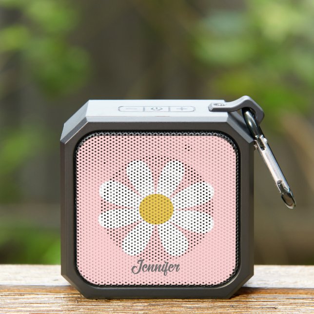 Cute Pink Retro Daisy Personalized Bluetooth Speaker (Insitu(Outdoor))