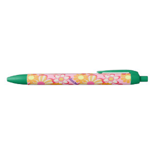 Cute Pink Retro Floral Design Pen
