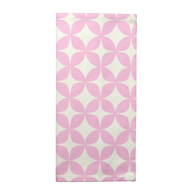 Cute Pink Retro Geometric Shapes Mid Mod Pattern Cloth Napkin (Half Fold)