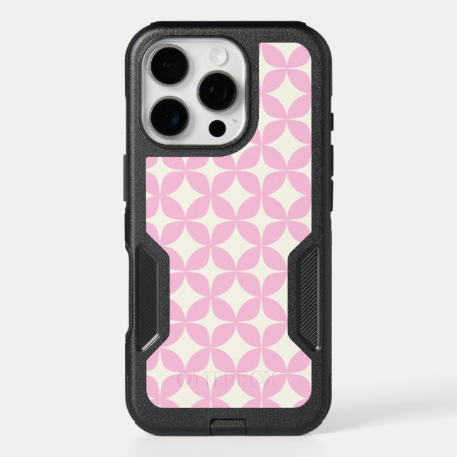 Cute Pink Retro Geometric Shapes Mid Mod Pattern Otterbox iPhone Case (Back)