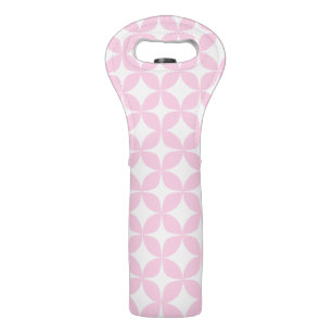 Cute Pink Retro Geometric Shapes Mid Mod Pattern Wine Bag