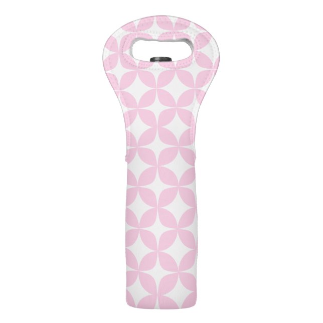 Cute Pink Retro Geometric Shapes Mid Mod Pattern Wine Bag (Front)