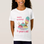 Cute Pink Retro Ice Cream Birthday T-shirt at Zazzle