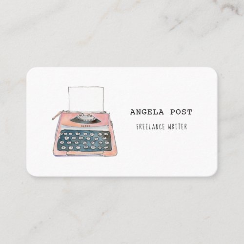 Cute pink retro typewriter Business Card