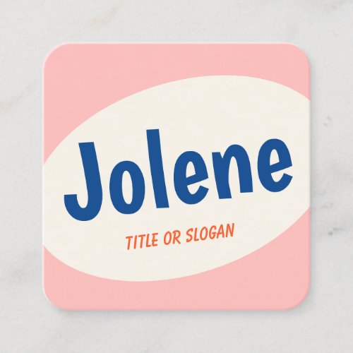 Cute Pink Retro Typography Square Business Card