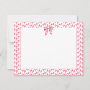 Cute Pink Ribbon Bow I Thank You Girly Desk Gift Note Card