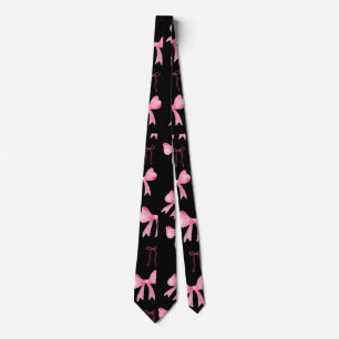 Cute Pink Ribbon Bow Pattern Decorative Throw Pill Neck Tie