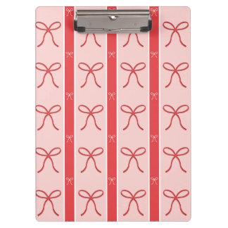 Cute Pink Ribbon Striped Pattern Clipboard