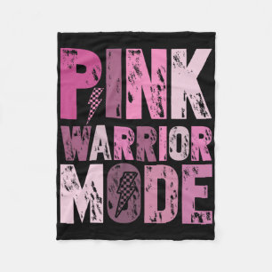 Cute Pink Ribbon Warrior Mode - Retro Breast Cance Fleece Blanket