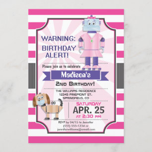 Pink Robot Smartphone Invitation