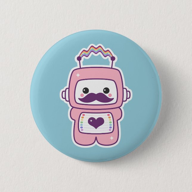 Cute Pink Robot in Disguise Button (Front)