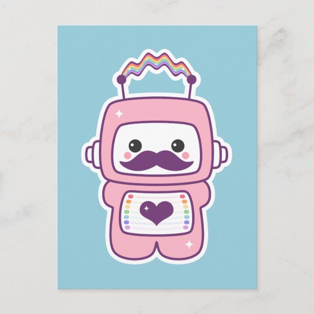 Cute Pink Robot in Disguise Postcard (Front)