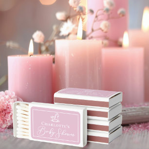 Cute Pink Rocking Horse Baby Shower Custom Matchboxes