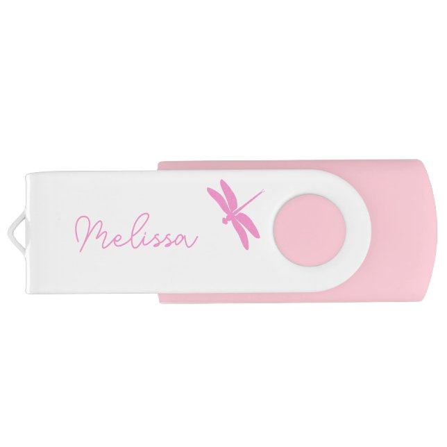 Cute Pink Romance Reader Retro Bookish Quote Flash Drive (Back)