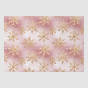 Cute Pink Rose Gold Snowflake Festive Pattern Tissue Paper