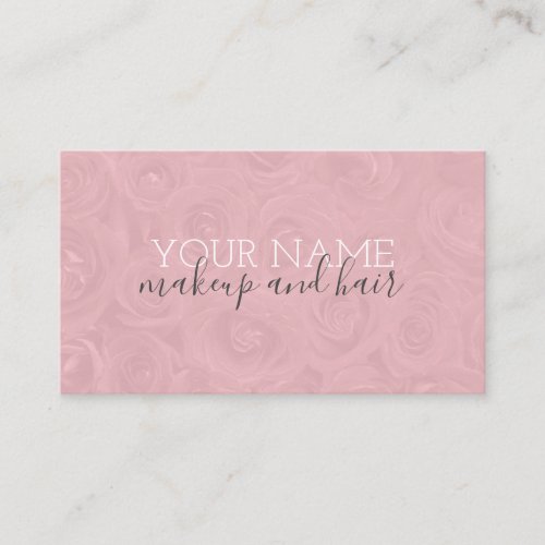 Cute Pink Roses Hair and Makeup Business Card
