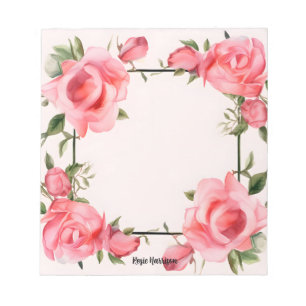 Cute Pink Roses Watercolor for Valentine's Day Notepad