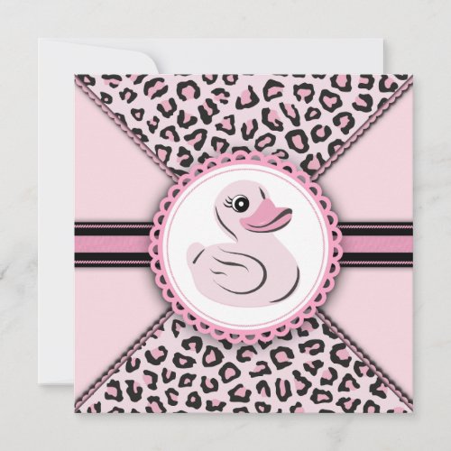 Elegant Pink Rubber Duck Baby Shower Invites