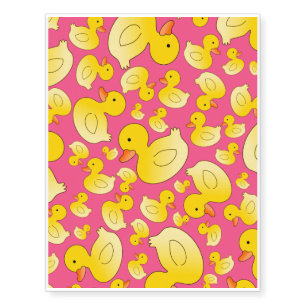 Cute pink rubber ducks temporary tattoos