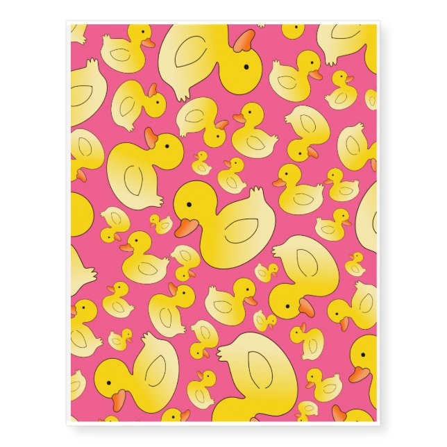Cute pink rubber ducks temporary tattoos (Front)