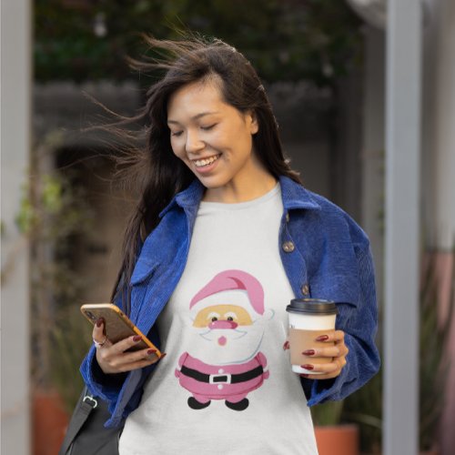 Cute pink Santa Claus and custom quote T_Shirt