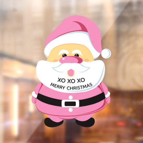 Cute pink Santa Claus Christmas holiday Window Cling