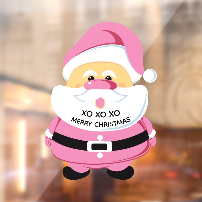 Cute pink Santa Claus Christmas holiday Window Cling (Sheet 2)