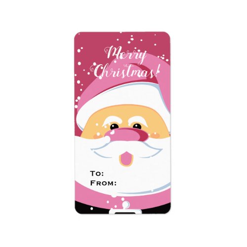 Cute pink Santa Claus custom label gift tag