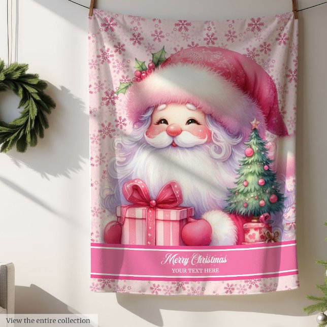 Cute Pink Santa Name Blanket Girls Holiday Gift (Cute Pink Santa Name Blanket Girls Holiday Gift)