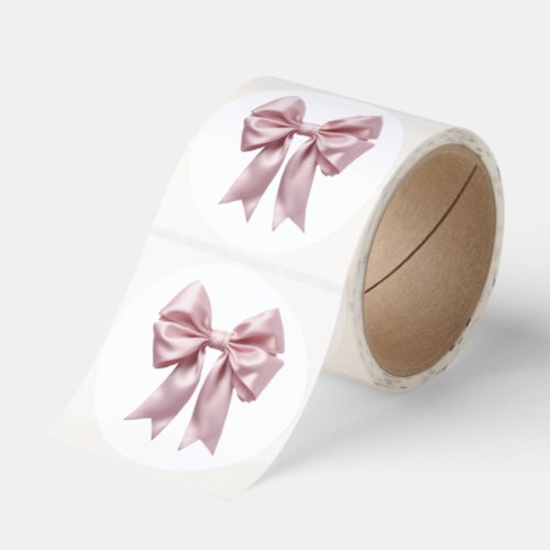 Cute Pink Satin Ribbon Bow Aesthetic Coquette Clas Classic Round Sticker