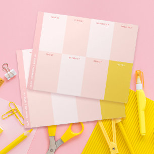 Cute Pink School Weekly Planner Notepad